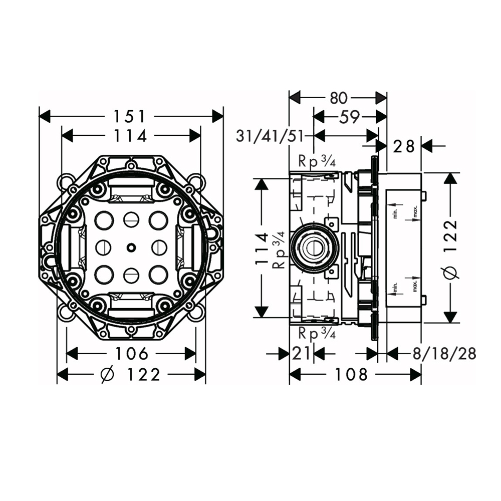 Скрытая часть Remer RRBOX93 на 3 потребителя